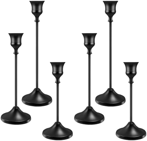 Candlestick Holders 6 PCS Metal Taper Candle Holders, KSWING Blac...