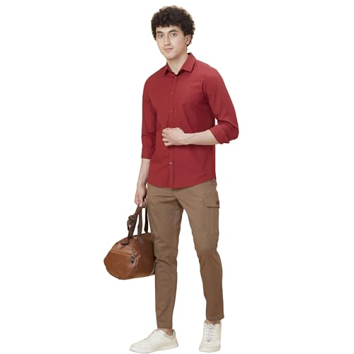 Image of Being Human Beige Cropped Fit Chinos for Men Clothing