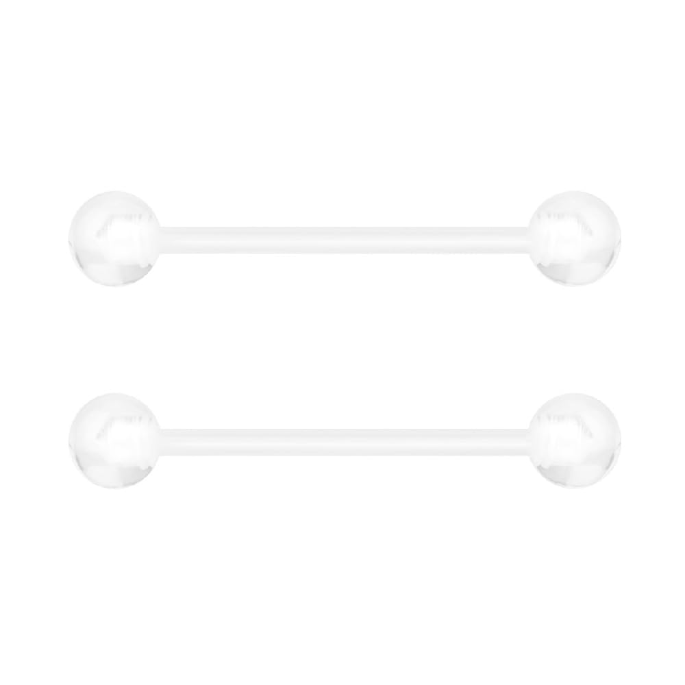 Forbidden Body Jewelry Clear Piercings for Work, 14G-16G Hospital Grade PTFE Flexible Retainers for Pregnancy, MRI, Surgery & More, Sold as Pair