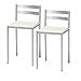 ASTIMESA Dos Taburetes de Cocina con Respaldo bajo Franjas horizontales en Polipiel Blanco, Altura de Asiento 45 cms, TAFHBL