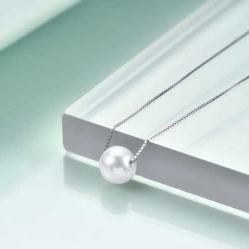 Rnivida 925 Sterling Silver Single Pearl Pendant Necklace for Women,18"3