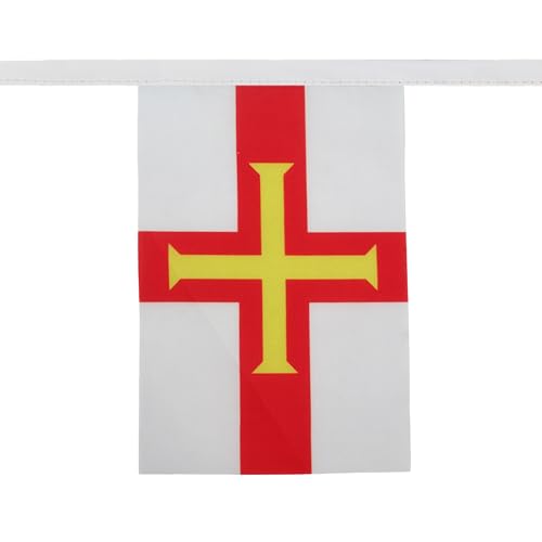 Image of AZ FLAG Guernsey 6 meters BUNTING Flag 20 flags 9'' x 6'' - British STRING flags 15 x 21 cm