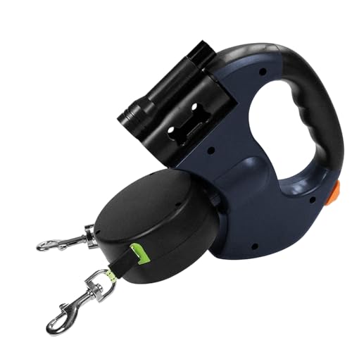 Doppelte Hundeleine, wasserdichte LED-Leuchten, ergonomische Leine für zwei Hunde mit 360-Grad-Drehung...