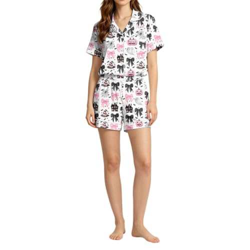 Ensemble pyjama court Halloween femme pour soirée déguisée et tenue de détente automne