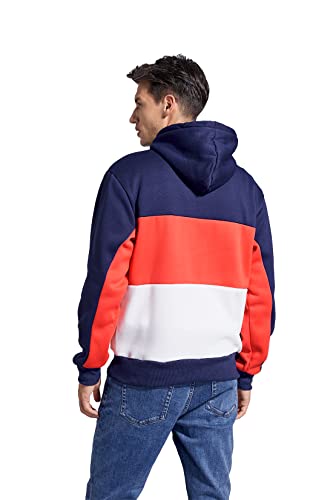 Rusaevon Men's Fleece Pullover Hoodie Sweatshrits Drawstring Hooded Color Block Hoody for Men with Kangaroo Pocket3