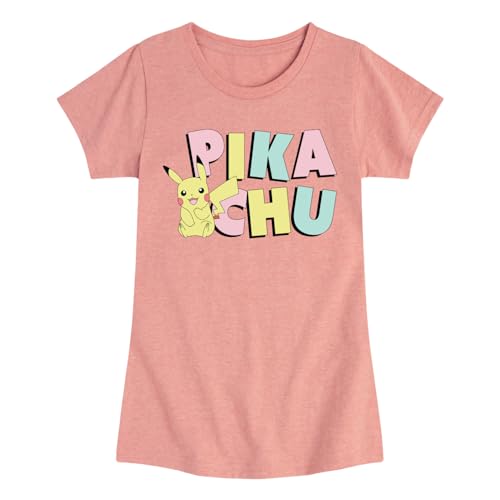 Pokémon - Pikachu Pastel Name - Girls Fitted Short Sleeve T-Shirt