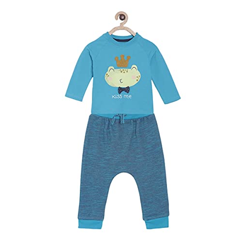 Image of miniklub Boys Blue Printed T-Shirt With Pyjamas