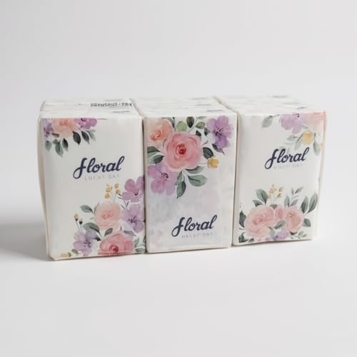 Vitalogy Pocket Tissue – Mini Travel Facial Tissue Pack (9 Packs, 8 Sheets per pack) | 3-Ply Soft & Strong | Printed Mini Handkerchief Tissues for Travel, School, Office & Daily Use (Plain White)