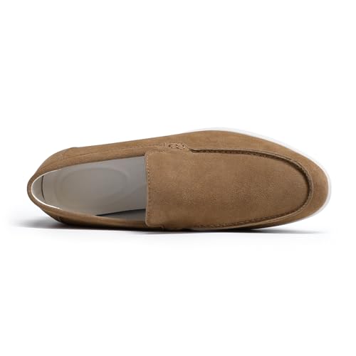Allthemen Herren Loafer Wildleder Mokassins Bequeme Casual Slipper Slip On Leicht Freizeitschuhe Braun 44