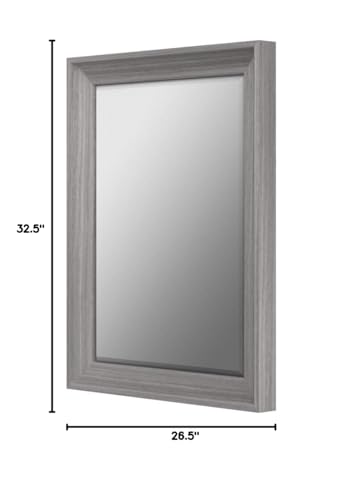 Head West Gray Transitional Driftwood Framed Beveled Wall Mirror, Vanity Mirror, Bathroom Mirrors, Rectangle Mirrors, Living Room Mirrors - 26.5" x 32.5" - Image 2
