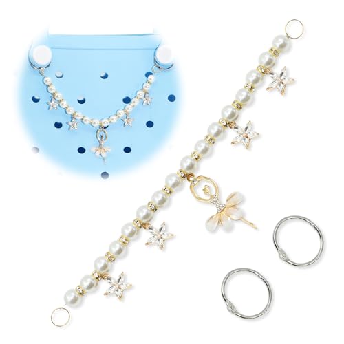 QTKJ Dancing Girl Pearls Charm For Bogg Bag Accessories, Purse Strap Extender, Purse Chains For Women Rubber Beach Bag Tote Handbag Crossbody Shoulder Decoration, With Metal Buckle