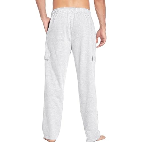 Men's Cargo Pants Straight Leg Baggy Open Bottom Drawstring Sweatpants Casual Athletic Lounge Pants3