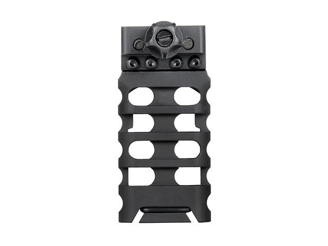 5KU Empuñadura Táctica o Grip Vertical Skeletonized para Airsoft, 80 mm, Compatible con Raíl Picatinny, Aluminio CNC, Negro, 95 g
