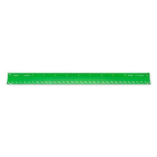 Image of Alumicolor Aluminum Architect Hollow Scale for School, Office, Art and Drafting, 12IN, Green