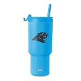 Simple Modern Officially Licensed NFL Carolina Panthers 30 oz Tumbler with Flip Lid and Straws | Insulated Cup Stainless Steel | Gifts for Men Women | Trek Collection | Carolina Panthers