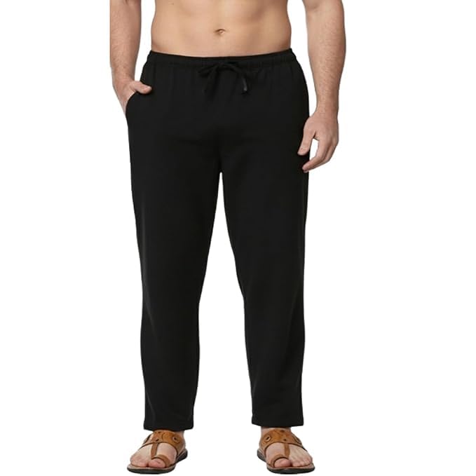 cigain One Size Black Men's Eco-Friendly Cotton Pyjama | Fits Waist Size 28 to 36 Inches-picture-7