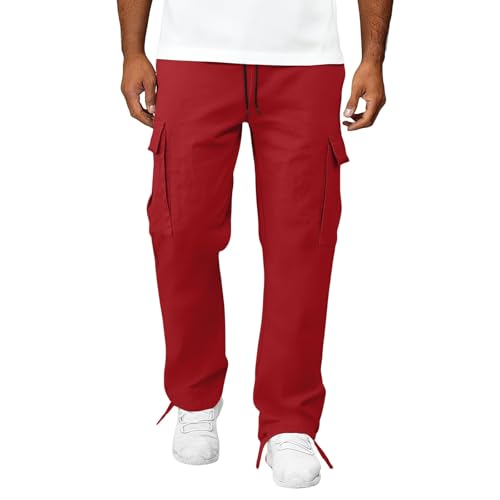 Men Dress Pants Stretch Elastic Waist Drawstring Carpenter Pants Casual Athletic Cargo Trousers with Pockets4