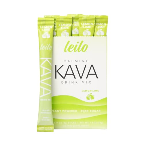 Leilo | Calming Kava Drink Mix | Lemon Lime, 10 Stick Packs (Plant-Based Relaxation Powder,...