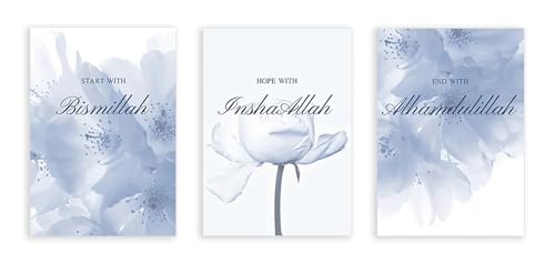 Affiche Bismillah et pissenlit bleu pour créer une ambiance zen dans le salon
