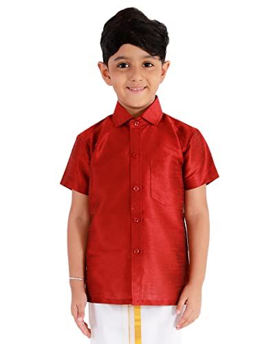 Image of VASTRAMAY Boy's Silk Blend Regular Fit Shirt