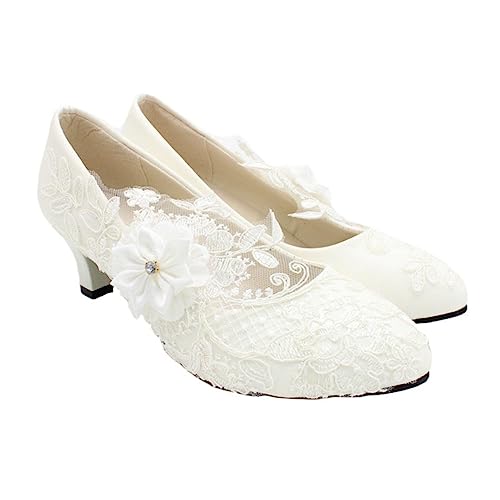 Chaussures de mariage blanches confortables FOMIYES à talons moyens contre la fatigue