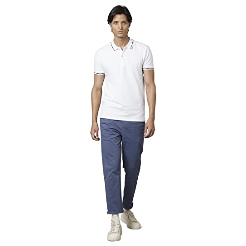 Image of Celio Solid Blue Cotton Chinos