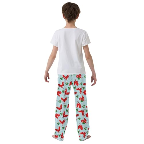ZZXXB Merry Christmas Rooster Snow Boys Long Pants Soft Trousers Elastic Waist Kids Lounge Bottoms with Pockets S-XL3