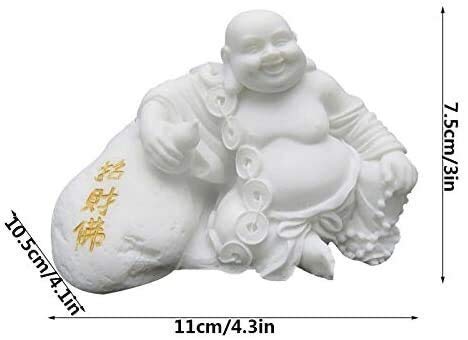 Sculptures de Bouddha riant artisanales en marbre blanc véritable