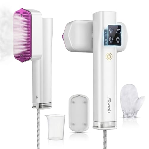 Sundu Dampfglätter, Steamer für Kleidung, 2-in-1 Reisebügeleisen Steam iron, 15s schnelles Aufheizen Mobiles Handbügeleisen, Travel Iron mit LED Display, 4 Bügelmodi, Reinweiß