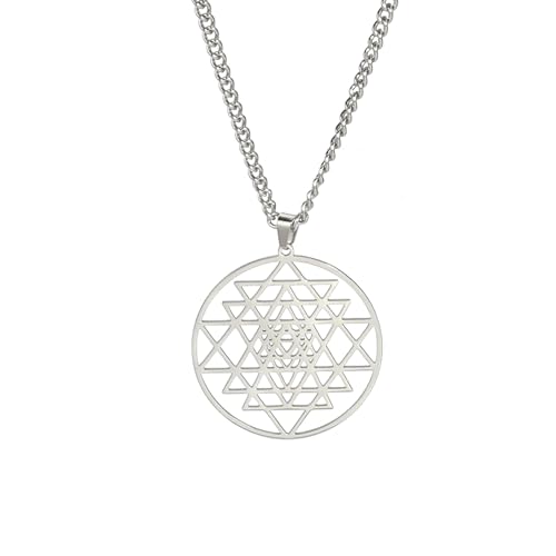 EUEAVAN Collier Sri Yantra Chakra pour femmes et hommes Amulette Sri Yantra Pendentif Talisman Collier Géométrie Sacrée Symbole Hindouisme Sacré Méditation Bijoux...