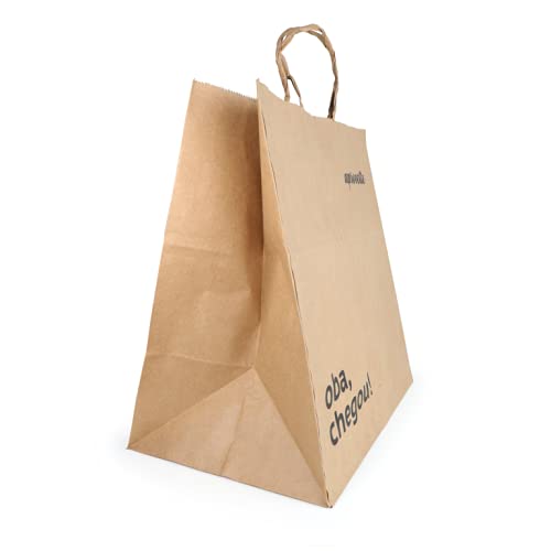 Sacola Kraft c/Alça (31 x 19 x 31 cm) Oba Chegou - 100 unidades