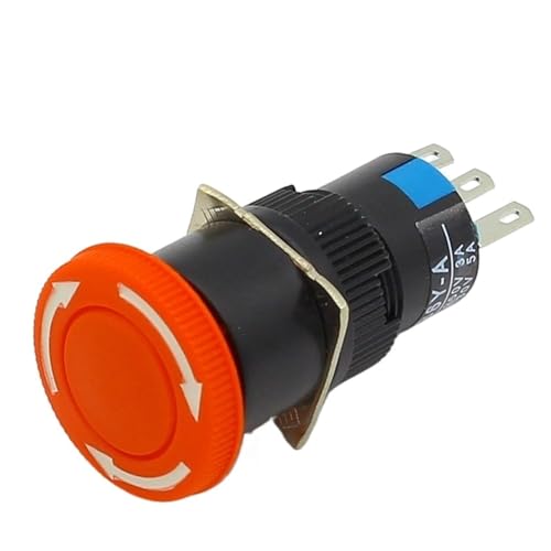 Interrupteur d'arrêt d'urgence coup de poing 16mm 3 broches NO NC pour panneau compact x5
