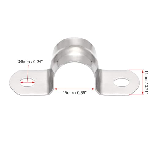 TOP-VIGOR 25Pcs 15mm(0.6") Rigid Pipe Strap, 2 Holes U Bracket Pipe Clips - Image 2