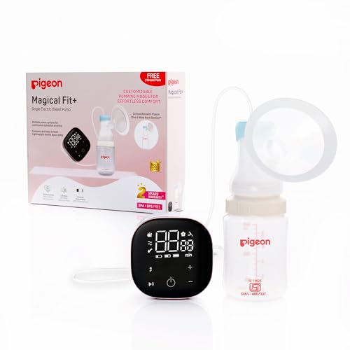 Image of Pigeon Magical Fit Electric Breast Pump | Rechargeable Battery | Quiet Motor, Digital Touch Screen, 4 Stage and 10 Level Suction, BPA and BPS Free | Digital Touch Screen