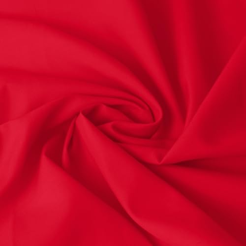 JOSNAAN Cotton Polyester Fabric by The Yard 57 Wide Broadcloth Soft Lightweight & Breathable Material for Lining Sewing DIY (Red 1 Yard)