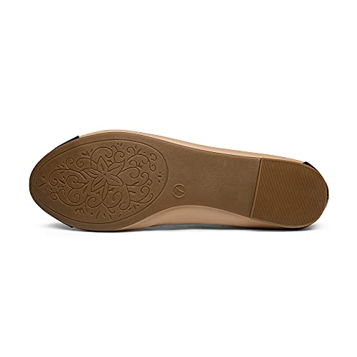 DREAM PAIRS DREAM PAIRS Women's Sole-Flex Ballerina Walking Flats Shoes,Size 10,Nude/Black,Sole-Flex