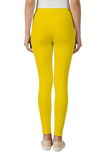 Image of Women's Cotton Lycra Ankle Length Leggings | Regular Rise, Soft 4 Way Stretch Fabric | Casual & Ethnic Wear