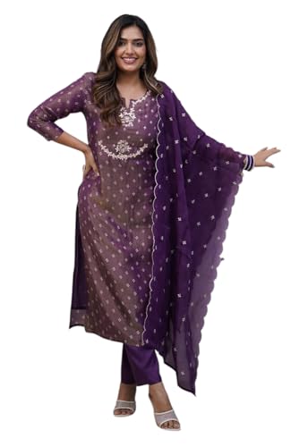 Kurta Ensemble Yashika violet foncé taille 36 pour femme chic