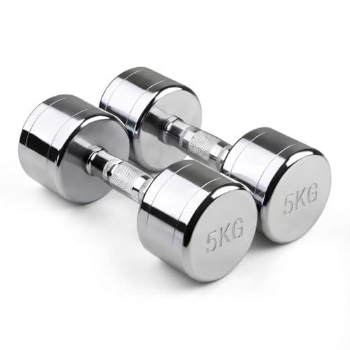 Image of Steel Dumbbell Set (2Kg 2.5kg, 3kg,4kg, 5kg, 7.5kg) 1 Pair Dumbbells, Steel Dumbbells, Home Gym Fixed Weight Dumbbell (Silver, 5KG X 2PCS)