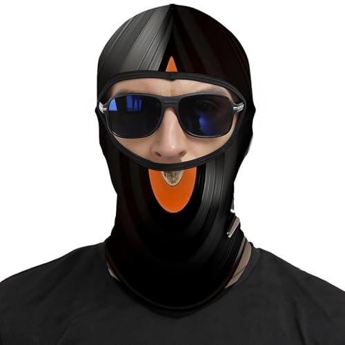 Pasamontaña térmico para hombre y mujer con estampado de disco de vinilo clásico, máscara facial para esquí, motocicleta y clima frío miniatura 3