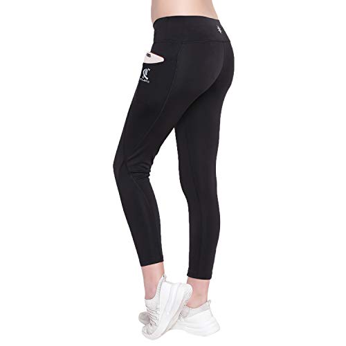 classydesign High Waist Yoga Pants with Pockets, Tummy Control, Workout Pants for Women 4 Way Stretch Yoga Leggings (Medium) Black