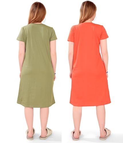 Image of Printed Knee Length Pocket Night Dresses for Women | Cat Lover | Premium Soft Cotton Nighty | Blue and Maroon