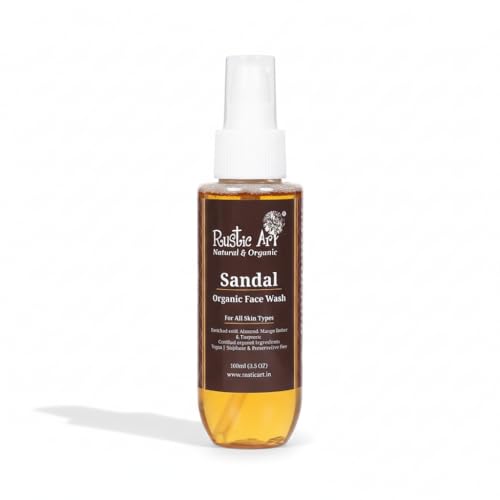 Image of Rustic Art Organic Sandal Face Wash for Detanning | Reduce Acne, Blemishes, Whiteheads | 100ml (Pack of 2) | Reduce Acne, Blemishes, Whiteheads