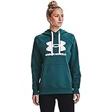 Under Armour Womens Rival Fleece Logo Hoodie , (716) Tourmaline Teal / / White , Medium