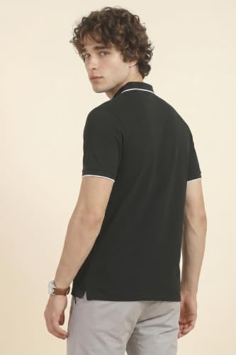 Image of Allen Solly Mens Solid Cotton Blend Polo T-Shirt | Regular Fit | Premium Fabric | Signature Sleeve Detail | Smart Casual Wear