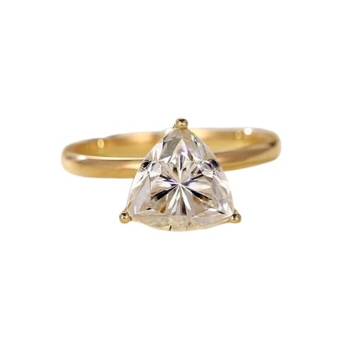 Drizzle Jewels 2CT Trillion Cut Lab Created Diamond Solitaire Engagement Ring 14K Yellow Gold Finish (Yellow, 8.5)