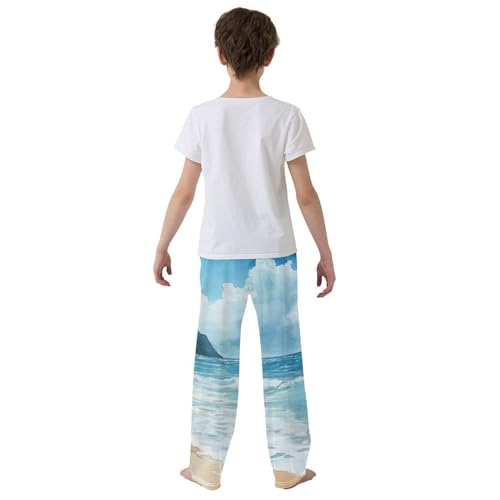 Boys' Pants Sea Beach Lonely Girl Long Bottoms Jogger Pants Elastic Waist Trousers with Pockets S-XL3