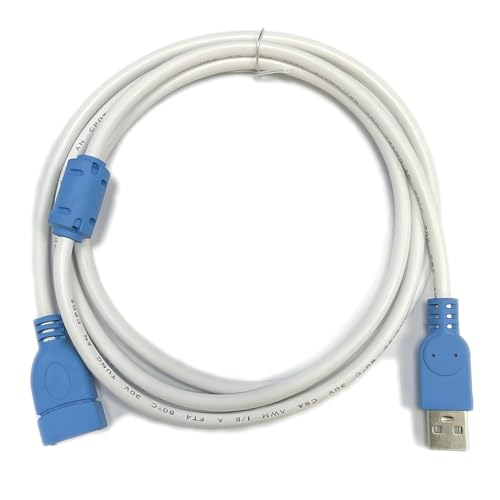 Image of USB 2.0 Extension Cable 1.5M (4.5FT), USB A Male to Female Extension Cord for Pen Drive, TV, PC, Hard Drive, Mouse, Keyboard, Webcam, Scanner - White (Pack of 1)