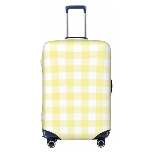Lemon Yellow Checkboard Print Washable Luggage Cover - Fashion Suitcase Protector Fits 18-32 Inch Luggage