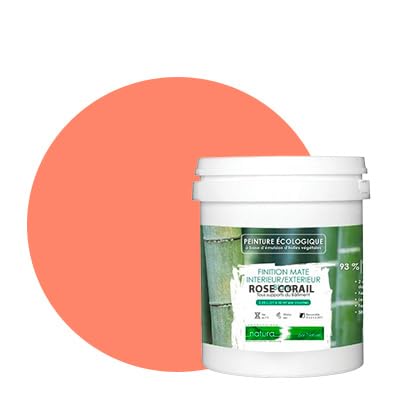 BOX DECO COULEURS Pintura natural ecológica interior exterior con aspecto mate Natura – 1 l/13 m² [Clase energética A+], rosa coral